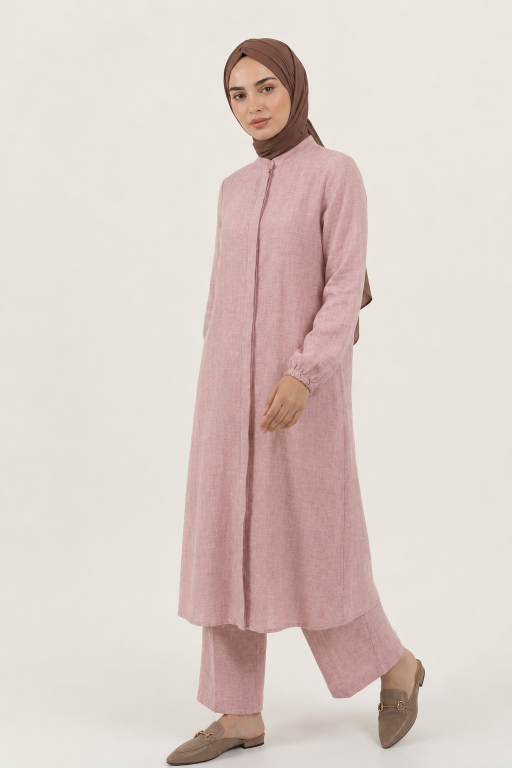 Hac Umre Takımı  Kadın Müslin Kumaş | Pudra Pembe | OUTLET