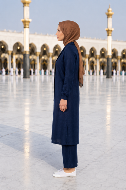 Hac Umre Takımı  Kadın Müslin Kumaş | Lacivert