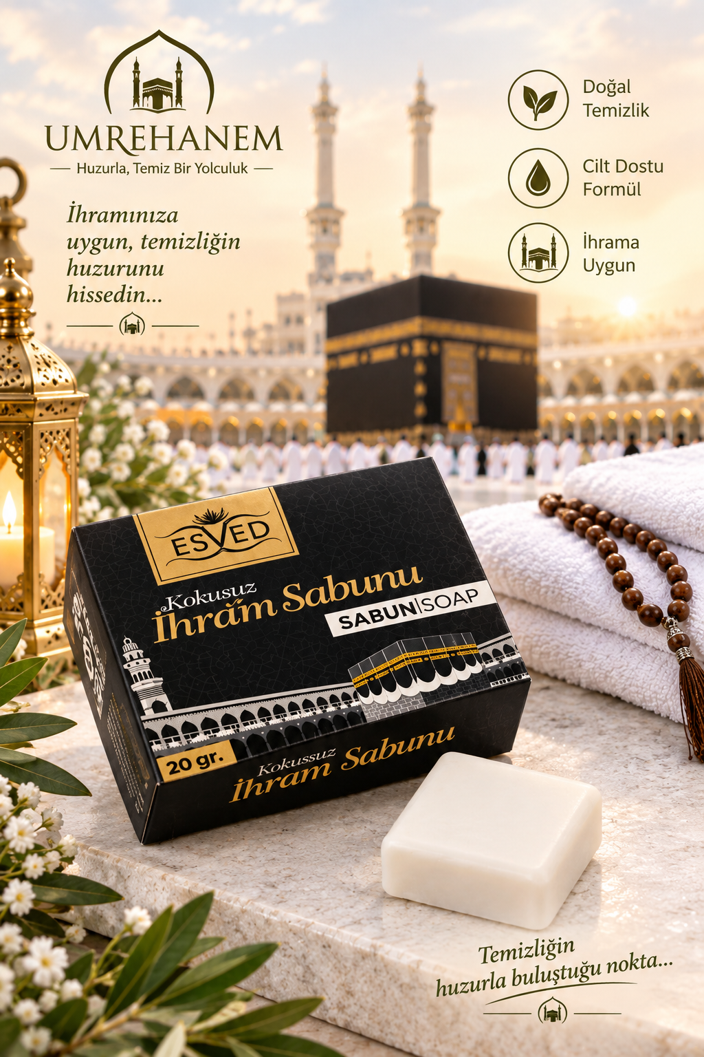 İhrama Uygun Kokusuz Katı Sabun 20 gr | İhrama Uygun Parfümsüz Mini Sabun